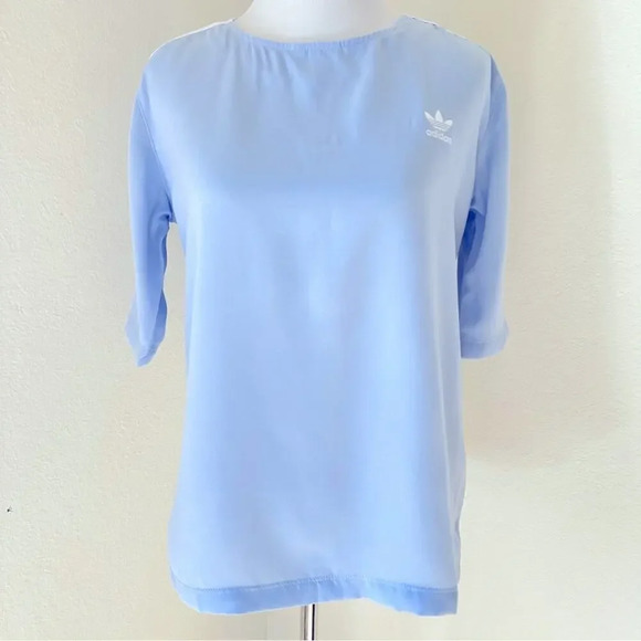 ADIDAS ORIGINALS 3 STRIPES TEE Light Blue Small - Picture 2 of 9